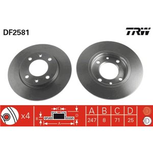 DF2581 Brake Disc TRW - Top1autovaruosad