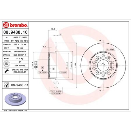 08.9488.11 Jarrulevy BREMBO