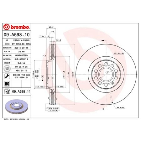 09.A598.11 Piduriketas BREMBO