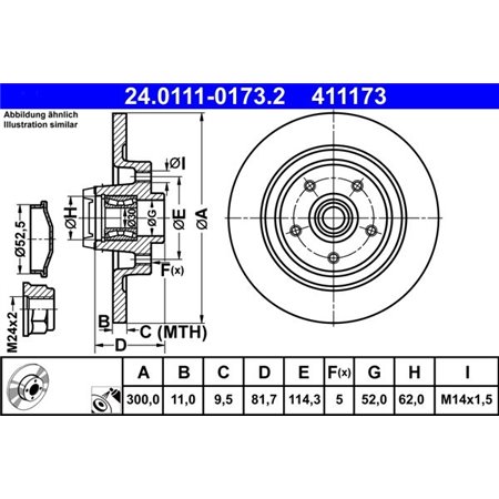24.0111-0173.2  Brake disc with bearing ATE 