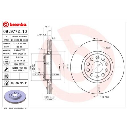 09.9772.11 Bromsskiva BREMBO