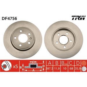 DF4756 Brake Disc TRW - Top1autovaruosad