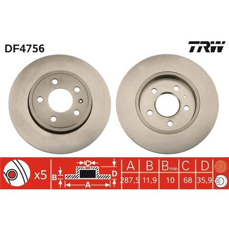 DF4756 Brake Disc TRW