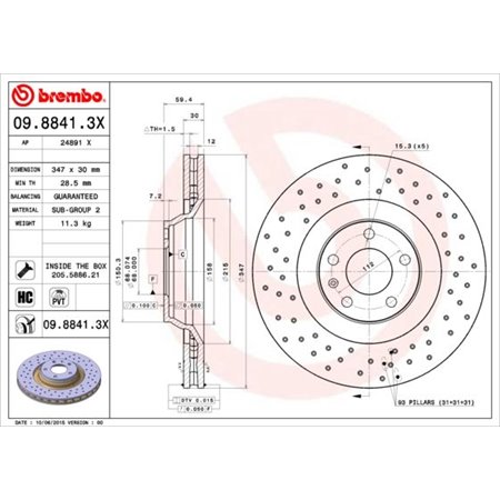 09.8841.3X Bromsskiva BREMBO