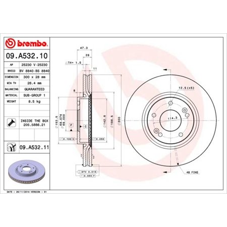 09.A532.11 Brake Disc BREMBO