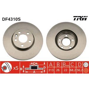 DF4310S Brake Disc TRW - Top1autovaruosad