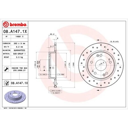 08.A147.1X Brake Disc BREMBO