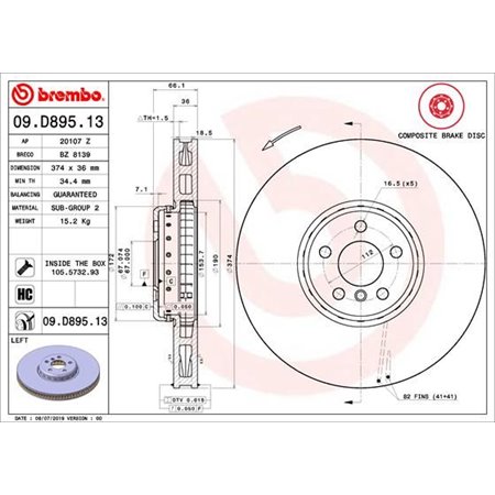 09.D895.13 Bromsskiva BREMBO