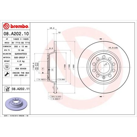 08.A202.11 Bromsskiva BREMBO