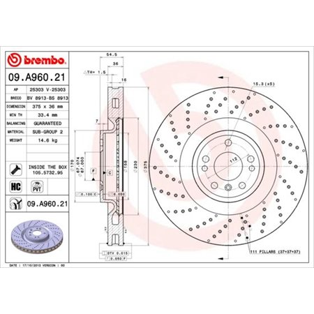 09.A960.21 Bromsskiva BREMBO