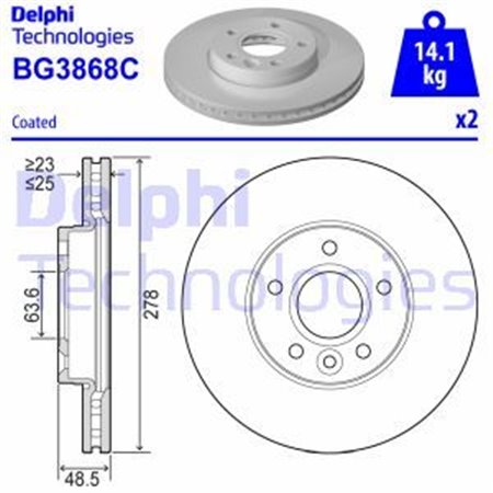 BG3868C Brake Disc DELPHI