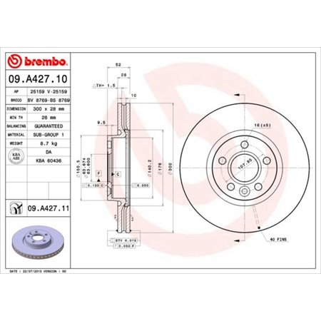 09.A427.11 Brake Disc BREMBO