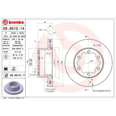 09.9510.11 Brake Disc BREMBO