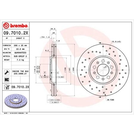 09.7010.2X Jarrulevy BREMBO