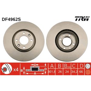DF4962S Brake Disc TRW - Top1autovaruosad