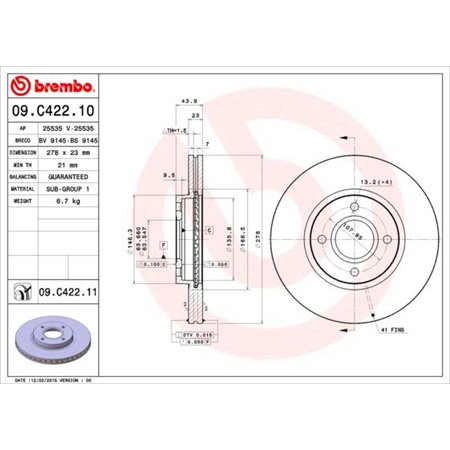 09.C422.11 Тормозной диск BREMBO