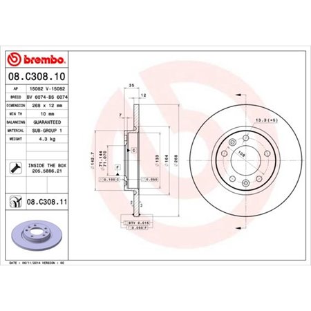 08.C308.11 Jarrulevy BREMBO