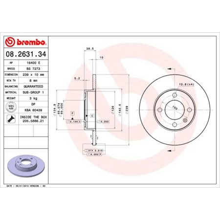 08.2631.34 Brake Disc BREMBO