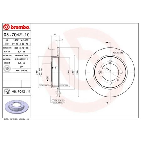 08.7042.11 Brake Disc BREMBO