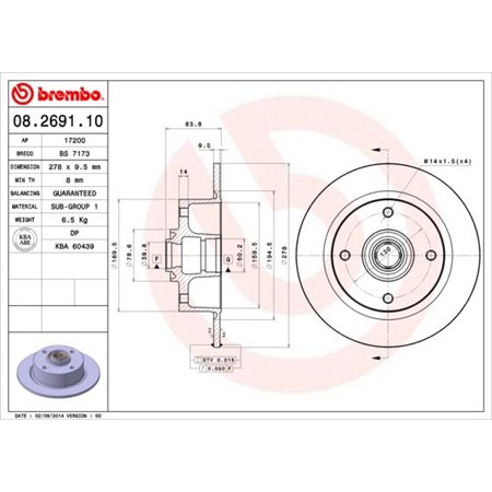 08.2691.10 Brake Disc BREMBO