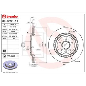 09.D393.11 Тормозной диск BREMBO     