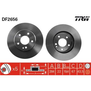 DF2656  Brake disc TRW 