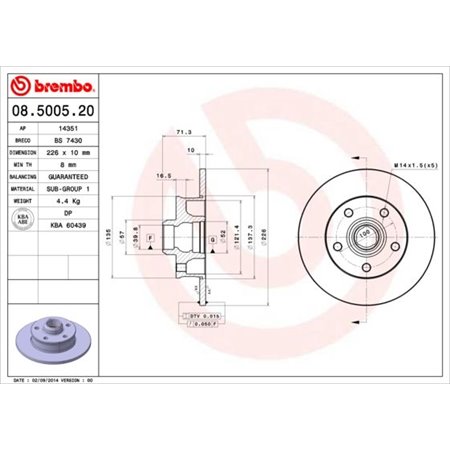 08.5005.20 Brake Disc BREMBO