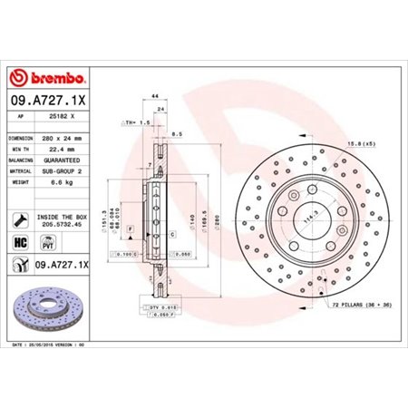 09.A727.1X Jarrulevy BREMBO