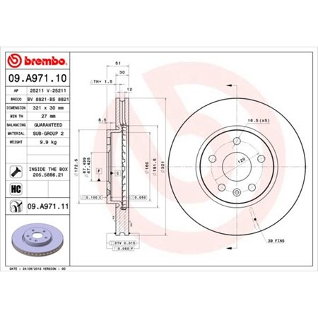 09.A971.11 Bromsskiva BREMBO