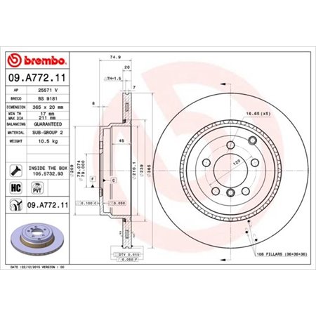 09.A772.11 Jarrulevy BREMBO