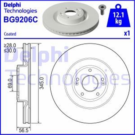 BG9206C Brake Disc DELPHI