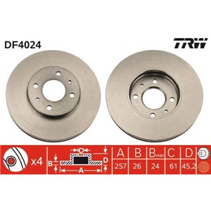 DF4024 Brake Disc TRW - Top1autovaruosad