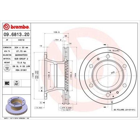 09.6813.20 Тормозной диск BREMBO