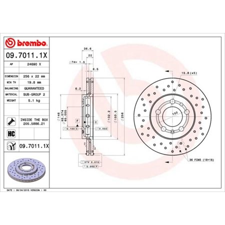 09.7011.1X Brake Disc BREMBO