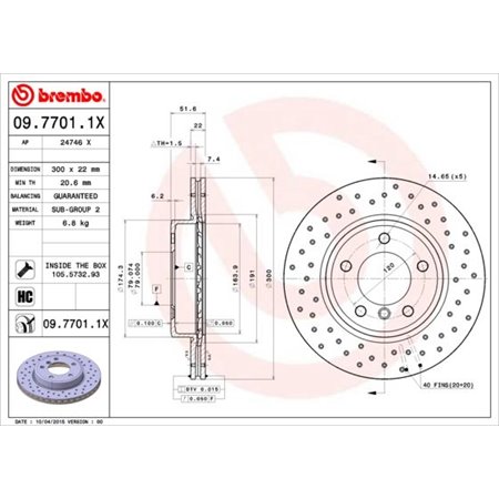 09.7701.1X Bromsskiva BREMBO