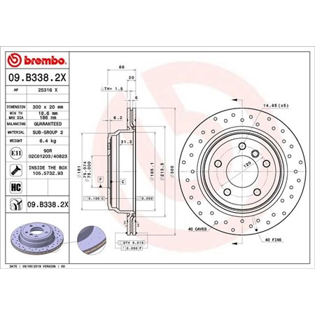 09.B338.2X Bromsskiva BREMBO