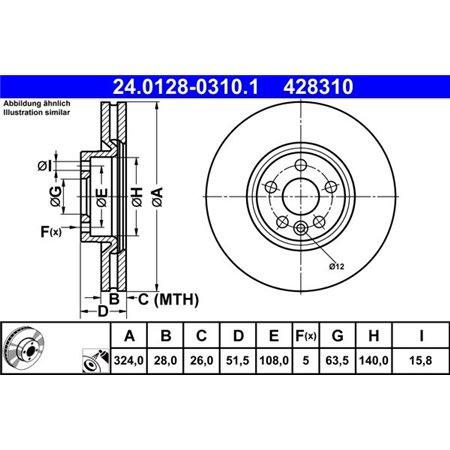 24.0128-0310.1 Brake Disc ATE