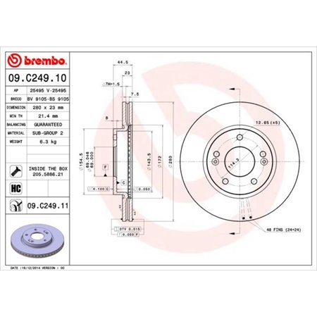 09.C249.11 Brake Disc BREMBO