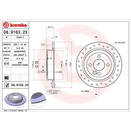 08.9163.2X Piduriketas BREMBO