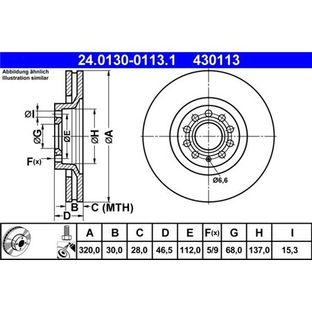 24.0130-0113.1 Brake Disc ATE