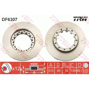 DF6307S  Brake disc TRW 