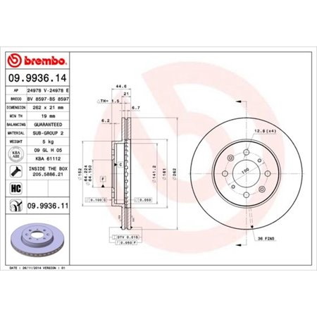 09.9936.11 Jarrulevy BREMBO