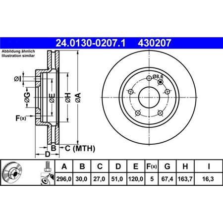 24.0130-0207.1 Brake Disc ATE