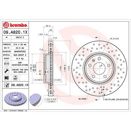09.A820.1X Тормозной диск BREMBO