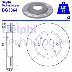 BG3364 Тормозной диск DELPHI - Top1autovaruosad