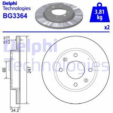 BG3364 Brake Disc DELPHI