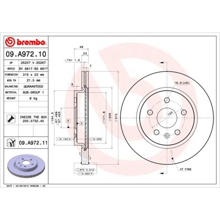 09.A972.11 Bromsskiva BREMBO