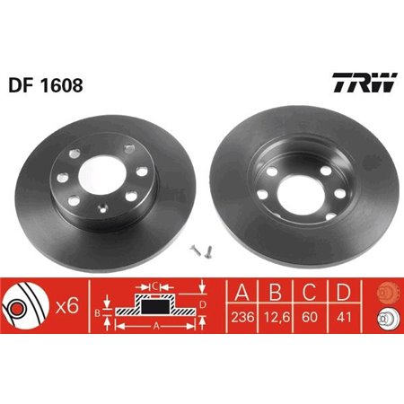 DF1608 Brake Disc TRW