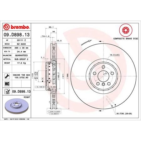 09.D898.13 Brake Disc BREMBO