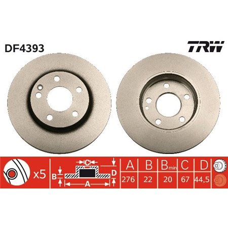 DF4393 Brake Disc TRW